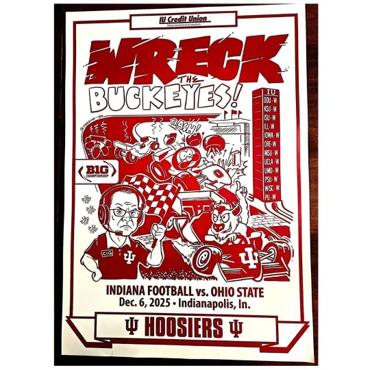 Discover Indiana Football Wreck The Buckeyes Poster Dec 6 2025