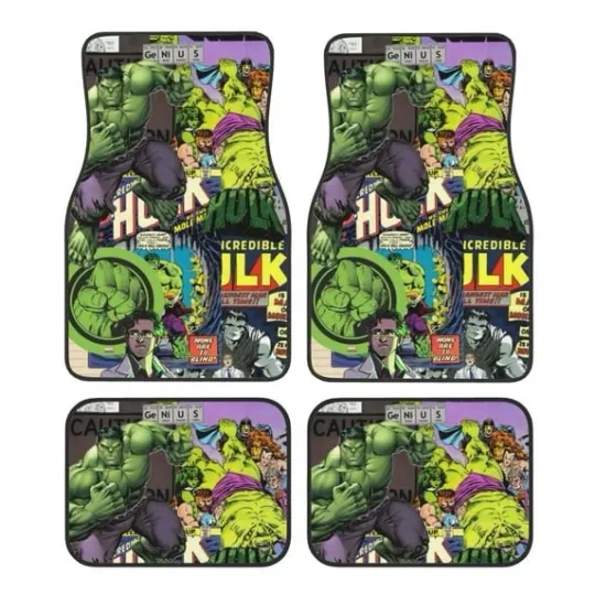 Discover Car Floor Mat Set Green Hulk Protection Full Sets Universal Fit for SUV, Sedans