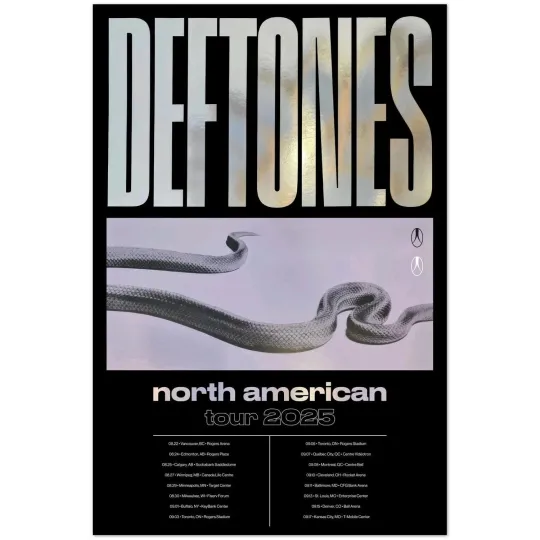 Discover Deftone North American Tour 2025 Vertical Poster