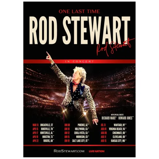 Rod Stewart One Last Time Tour March August 2026 Concert Poster