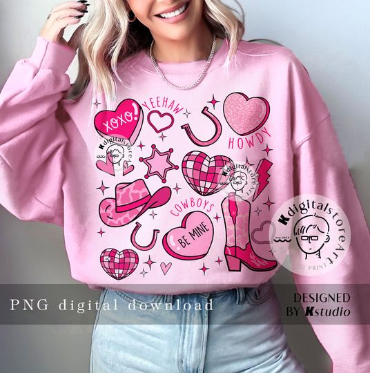 Discover Retro Howdy Valentine Png, Valentine Cowboy Western PNG, Heart Love Png, Trendy Valentine Png, Valentine Shirt Png Sublimation Download