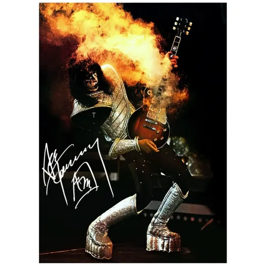 Kiss Live on Stage Fire Guitar Performance Poster 1977