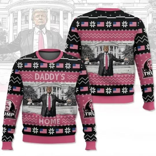 Discover Daddy’s Home Trump Christmas Ugly Sweater, Trump Maga Ugly Christmas Sweater
