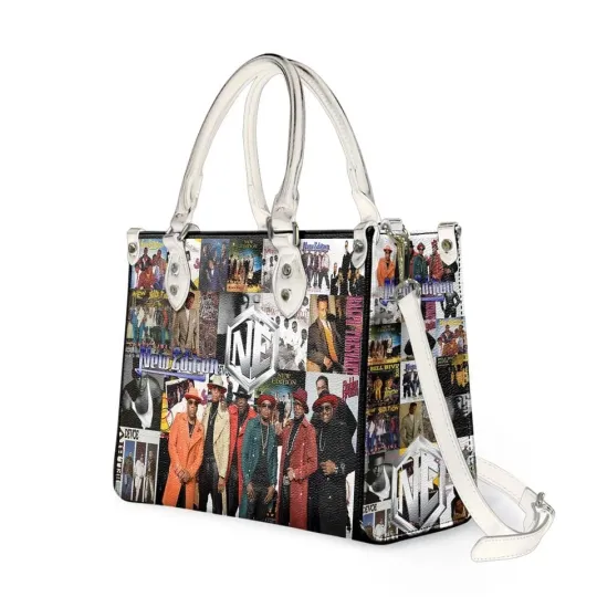 80s Rock Band Collage Leather Tote Bag, Vintage Concert Handbag, Gift