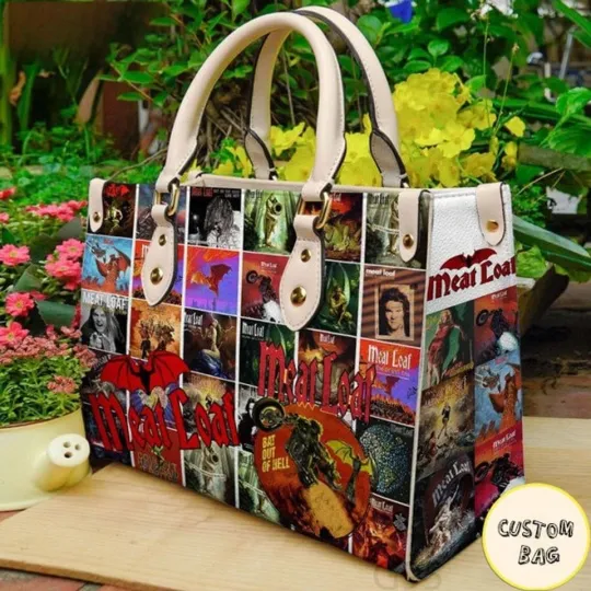 Discover Meat Loaf Leather Handbag, Classic Rock Music Collage Tote Bag, Fan Gift