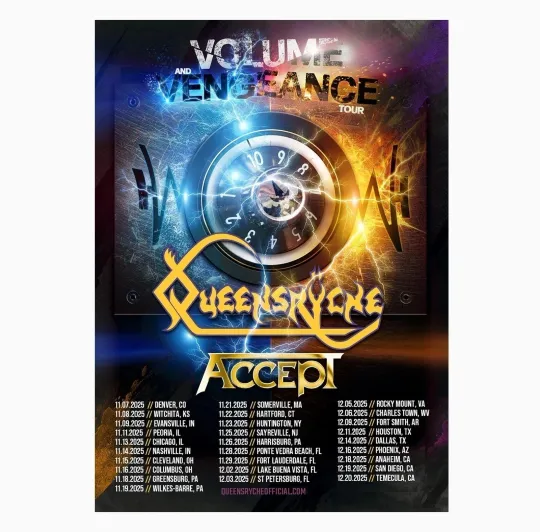 Discover Queensrÿche Accept Volume and Vengeance Tour 2025 Poster