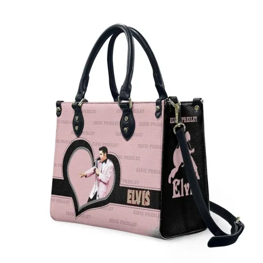Discover King of Rock Elvis Presley Leather Handbag, Vintage Music Tote, Women Bag Gift