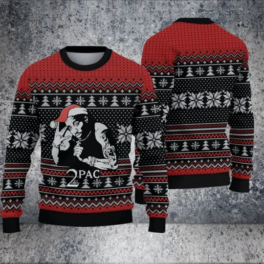 Discover 2 PAC Rapper 3D Ugly Christmas Sweatshirt