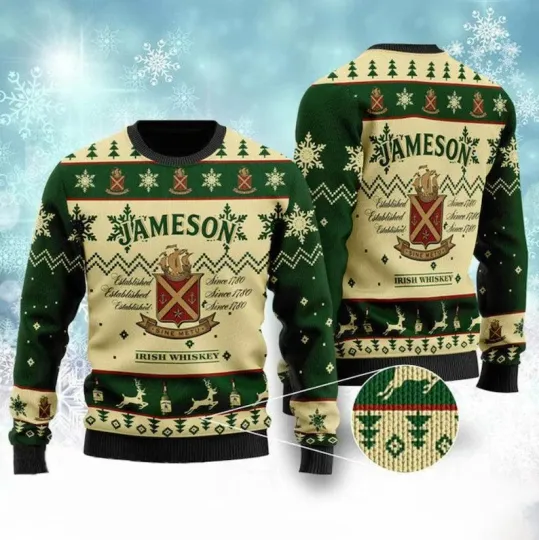 Discover ameson Irish Whiskey Christmas Ugly Sweater, Jameson Whiskey 3D All Over Print X