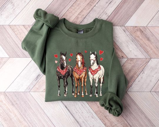 Discover Valentine Horse Sweatshirt, Horse Valentine Shirt, Horse Lover Gift, Valentine Animals Shirt, Valentine Day Shirt, Valentine Gift