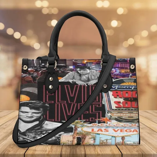 Discover Elvis Presley Live Vegas Leather Handbag, Rock Music Tote Bag, Fan Gift