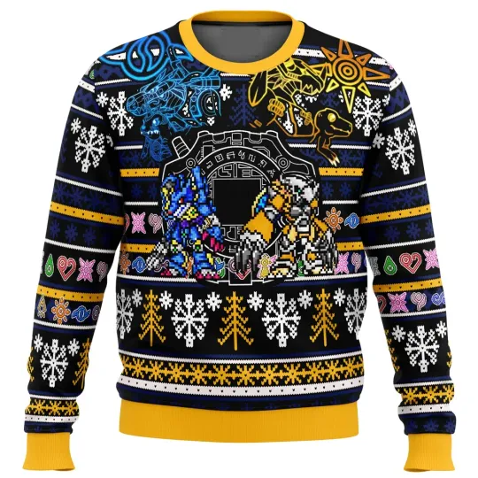 Digimon Ugly Christmas Sweater Unisex All Sizes, Gift For Fans