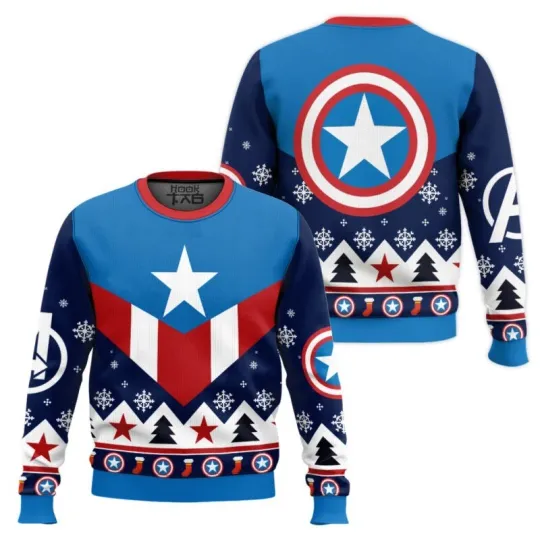 Captain America Retro Ugly Christmas Sweater All Sizes
