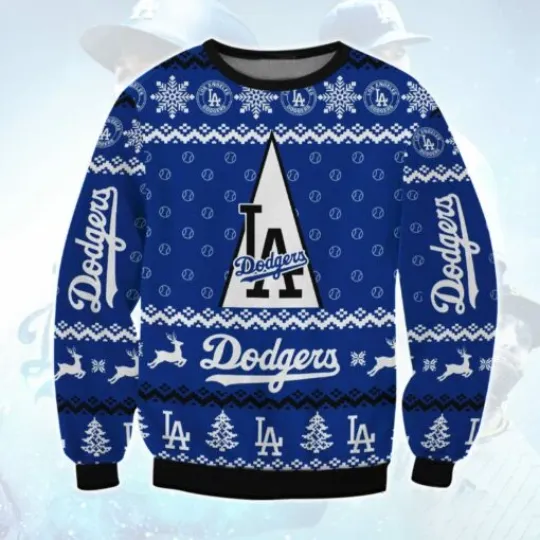 Discover L**A Dod--gers  Snowflakes Reindeer Christmas Tree Ugly Christmas Sweater XS-5XL