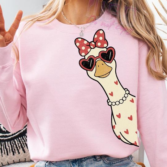 Discover Retro Valentine Goose Png, Funny Valentine Goose PNG, Pink Coquette Valentine Shirt Design, Sublimation, XoXo Be Mine Png, Cute Goose Png