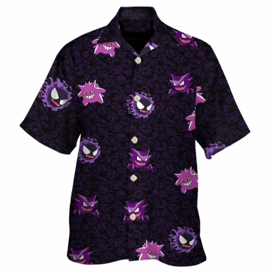 Men Gengar PKM Pattern Summer Hawaiian Shirt