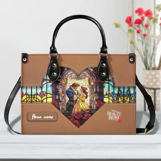 Personalized Beauty and Beast Heart Print Handbag