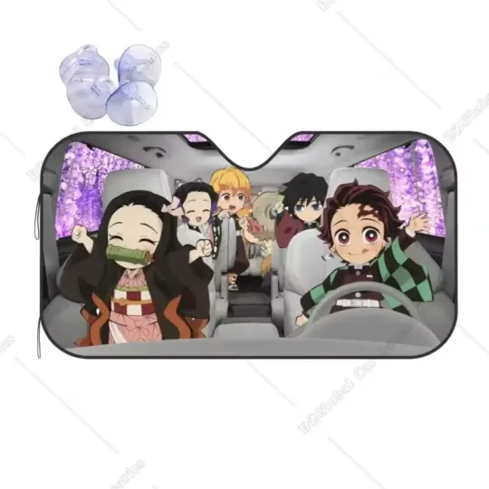 Discover Cute Anime Characters Cartoon Funny Windshield Car Sun Shade Accessories Foldabl