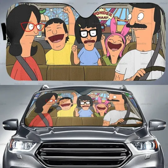 Discover Bob's Burgers Car Sunshade, Bob's Burgers Auto Sunshade, Belcher Family Car Deco