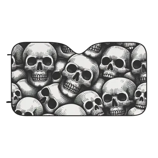 Discover Pile of Skulls Print Car Sun Shades, Stylish Vehicle Protector, Christmas Gift