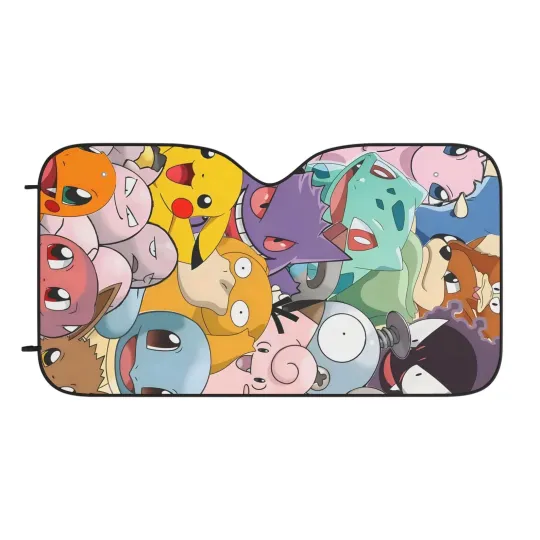 Discover Poke Car Sun Shade Anime  Windshield Anti-UV Protection Front Sun Shade Coolin