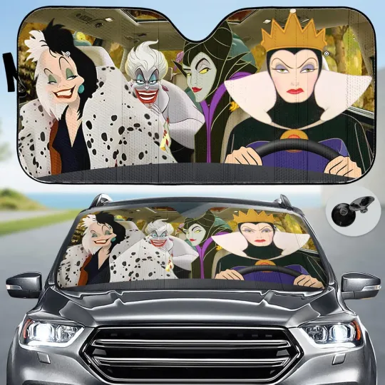 Discover Villains Evil Queen Maleficent Ursula Cruel De Vil Xmas Car Windshield Sun Shade