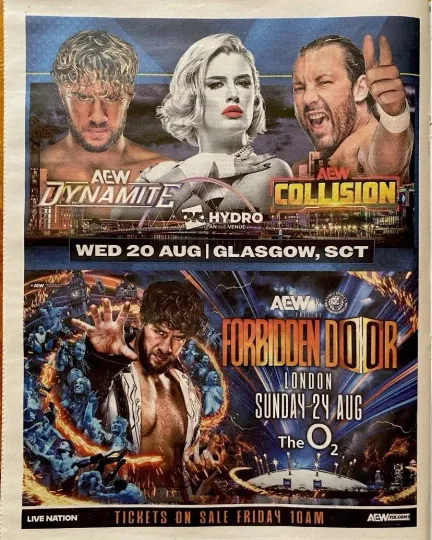 Discover wea Dynamite Forbidden Door Collision Live Wrestling News Advert Poster 14x11”
