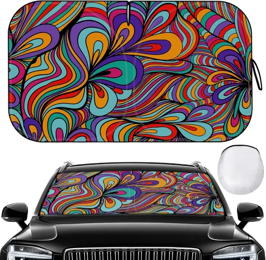 Discover Windshield Sun Shade - Car Windshield, Reflector Black(63x32)