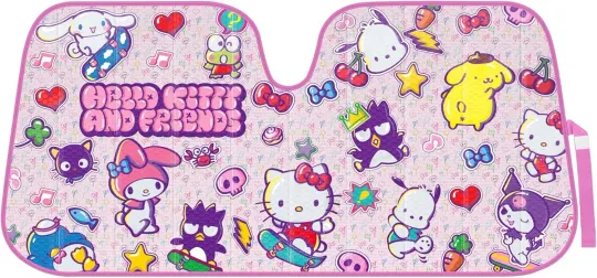 Discover Carbella Hello Kitty and Friends Car Windshield Sun Shade, Official Pink