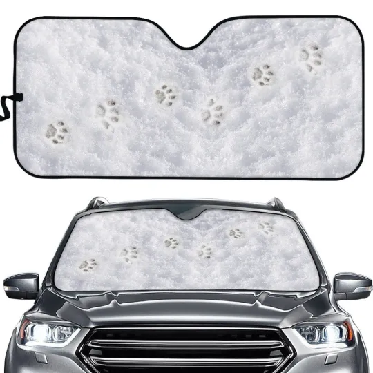 Discover Snow footprints Auto Car Foldable Sun Shade Visor Windshield Rear Window Block#4