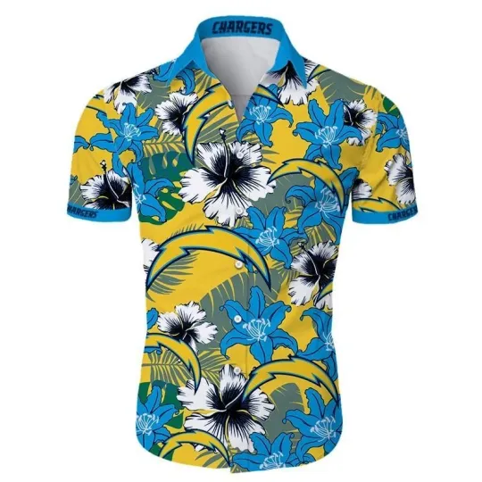 Discover Los Angeles Chargers Hawaiian Shirt Tropical Flower_6x9_89