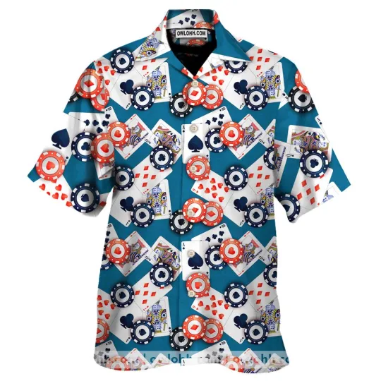 Discover Poker Seamless Blue Pattern Hawaiian Shirt_sho_68