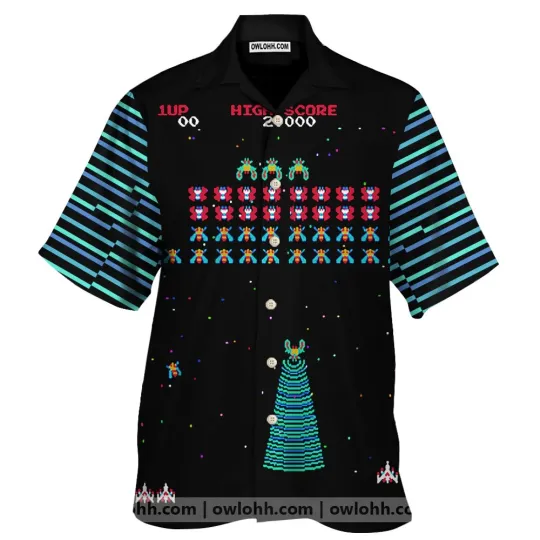 Discover Retro Game Galaga Arcade Game Hawaiian Shirt_tuf_96