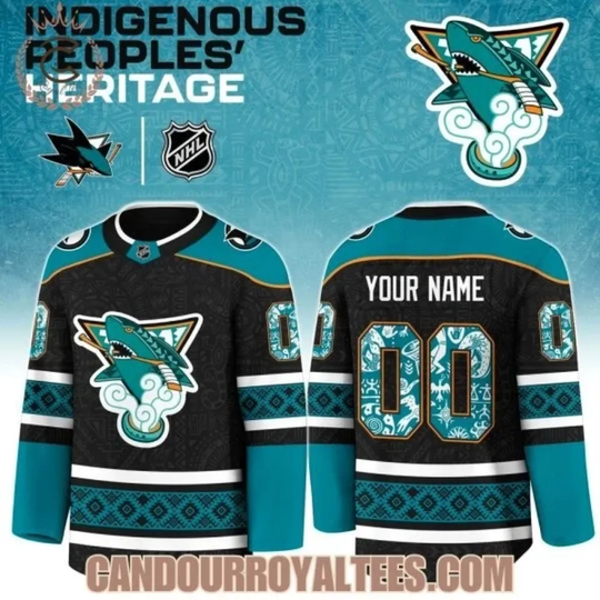 San Jose Shark Indigenous People Heritage Hockey Jersey All Sizes