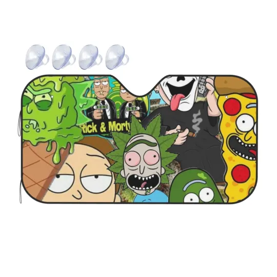 Rick And Rickandmorty Car Sun Shade Windshield Sunshade Aluminum Foil Sun Shield For Uv