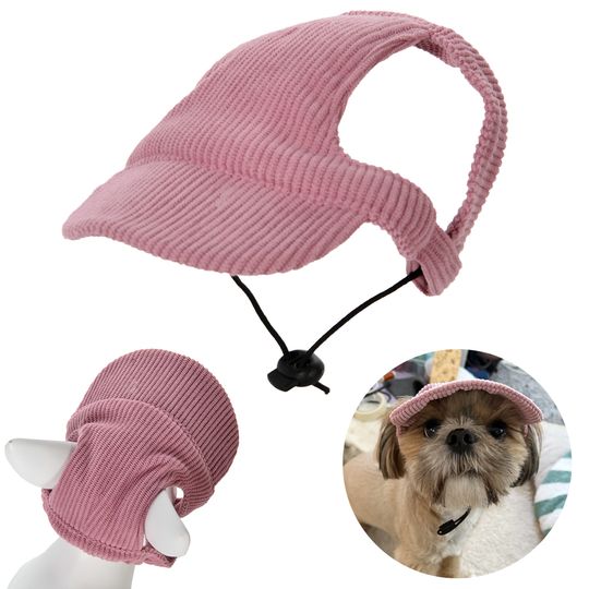 Discover Adjustable Corduroy Dog Baseball Cap Sun Hat for Small Medium Large Dogs Cats Puppies Pet Pink Gray Outdoor Shade Accessories