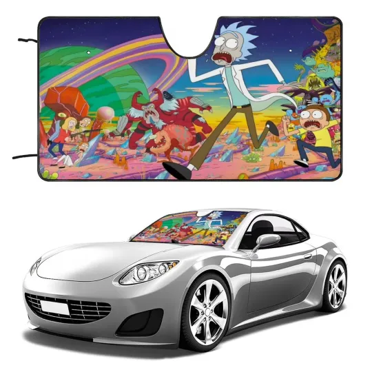 Rick Rickandmorty-theme Windshield Sun Shade Front Protector Folding Car Sun Visor