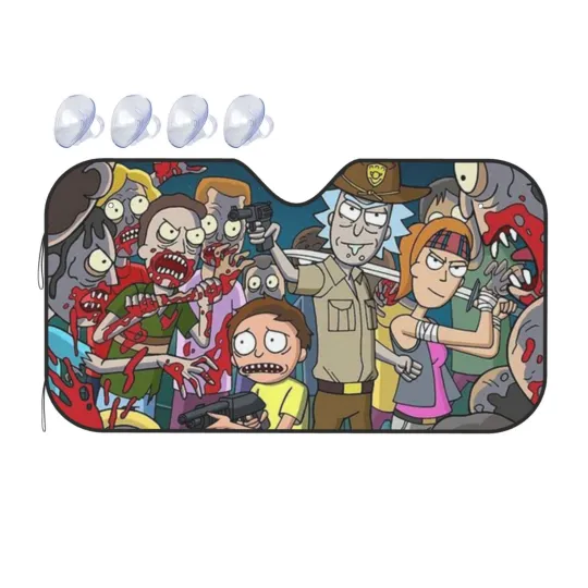 Rick And Rickandmorty Car Sun Shade Windshield Sunshade Aluminum Foil Sun Shield For Uv