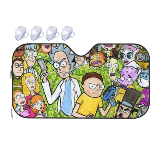 Rick And Rickandmorty Car Sun Shade Windshield Sunshade Aluminum Foil Sun Shield For Uv