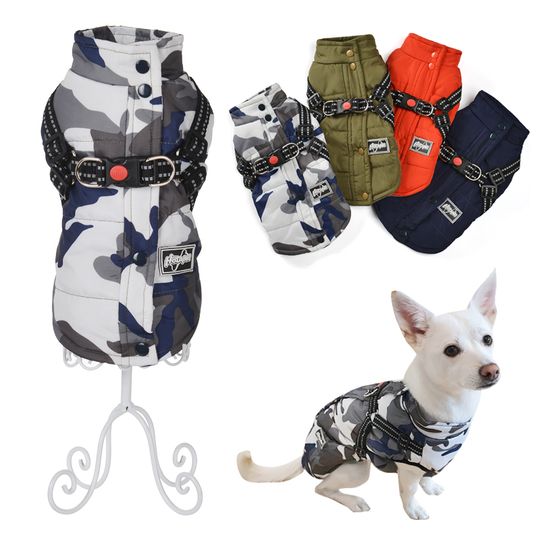 Discover Pet Dog Jacket With Harness For Small Medium Dogs Winter Warm Clothes Chihuahua French Bulldog Pug Outfits Puppy Vest Coats