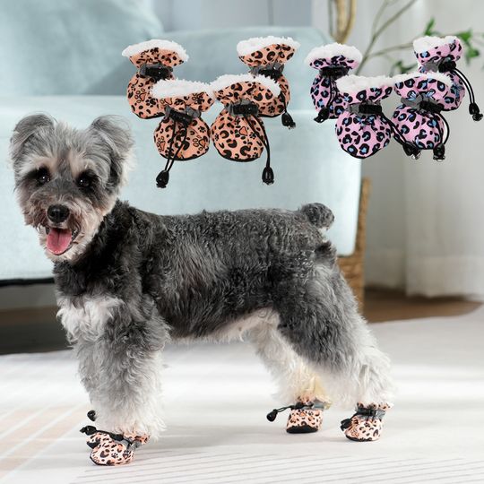 Discover Winter Warm Dog Shoes For Small Medium Dogs Cats Outdoor Anti-slip Windproof Puppy Snow Boots Pug French Bulldog Pet Supplies