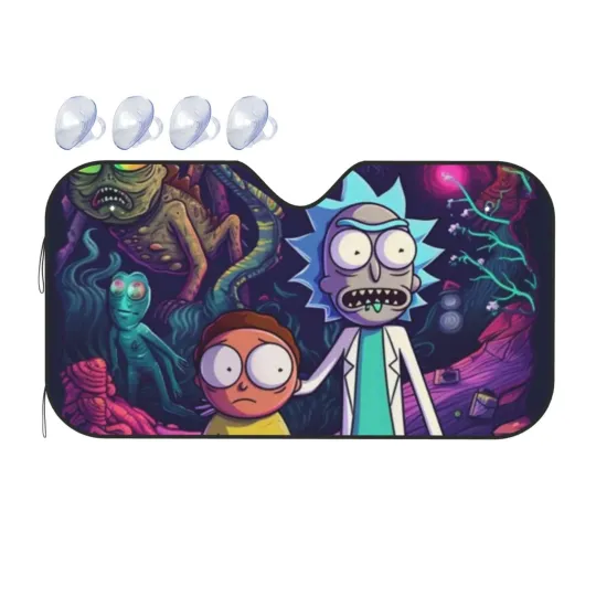 Rick And Rickandmorty Car Sun Shade Windshield Sunshade Aluminum Foil Sun Shield For Uv