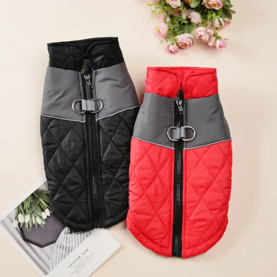 Discover Warm Dog Clothes For Small Medium Dogs Cats Winter Elasticity Windproof With D-ring Puppy Fleece Jacket Schnauzer Pet Costume