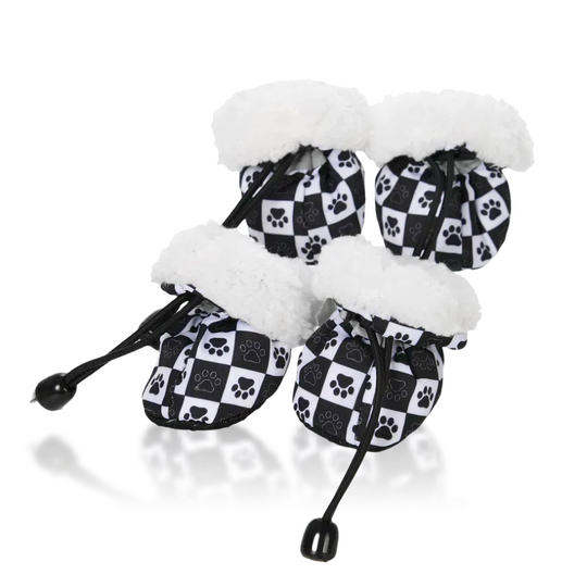 Discover Winter Printed Dog Shoes For Small Dogs Cats Fleece Warm Non Slip Adjustable Reflective Yorkies Snow Boots Puppy Pet Chihuahua