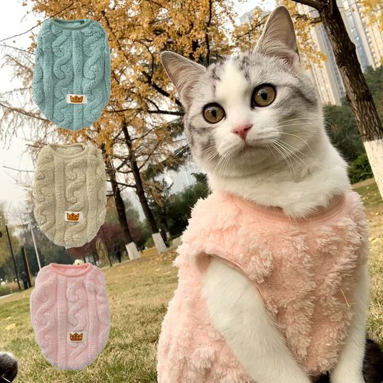 Discover Cat Fleece Sweatshirt Autumn Winter Warm Clothes For Small Medium Dogs Cats Kitten Outdoor Jacket Coat Pet Chihuahua Sweater