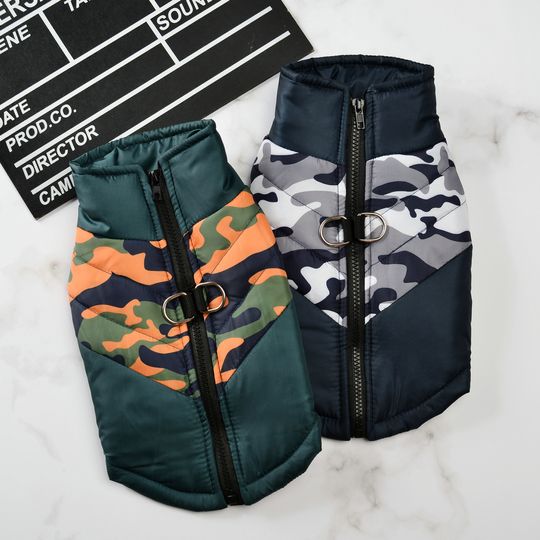 Discover Winter Warm Dog Jacket For Small Medium Dogs Cats Outdoor Waterproof Pet Coat With D-ring Zipper Camouflage Puppy Beagle Clothes
