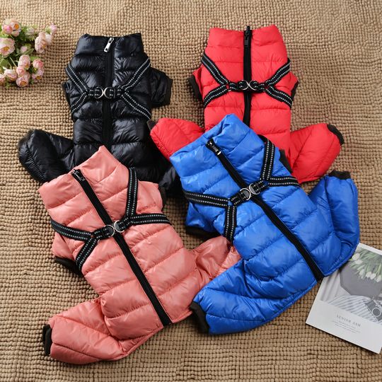 Discover Warm Dog Jumpsuit With Harness For Small Dogs Clothes Waterproof Puppy Jacket Chihuahua Yorkshire Bulldog Pet Coat For Winter