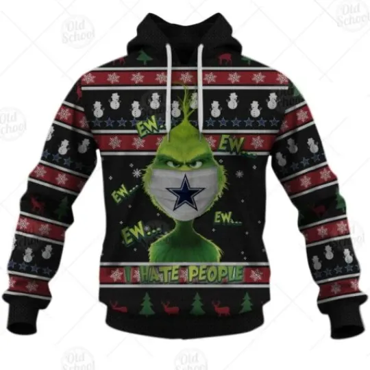 Discover BG Funny funny character Ew I Hate People Snowman All Over Print Hoodie 3D XS-5XL