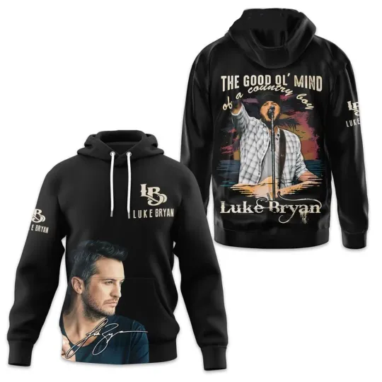 Discover Luke Bryan Mind Of A Country Boy Song Vintage All Over Print Hoodie 3D XS-6XL