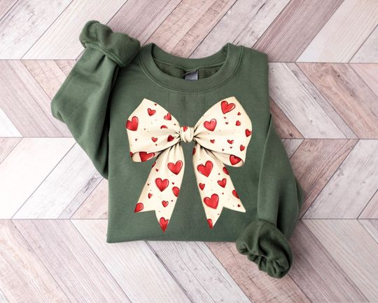 Discover Valentine's day Heart Coquette bow Shirt, Retro Valentine Shirt Sweatshirt, Valentine's Day Hoodies, Valentine Lover, valentine's day Bow